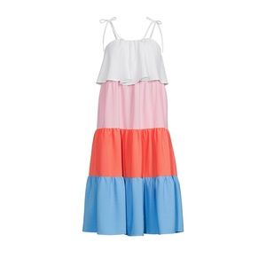 Color block dress with ruffles and pockets!